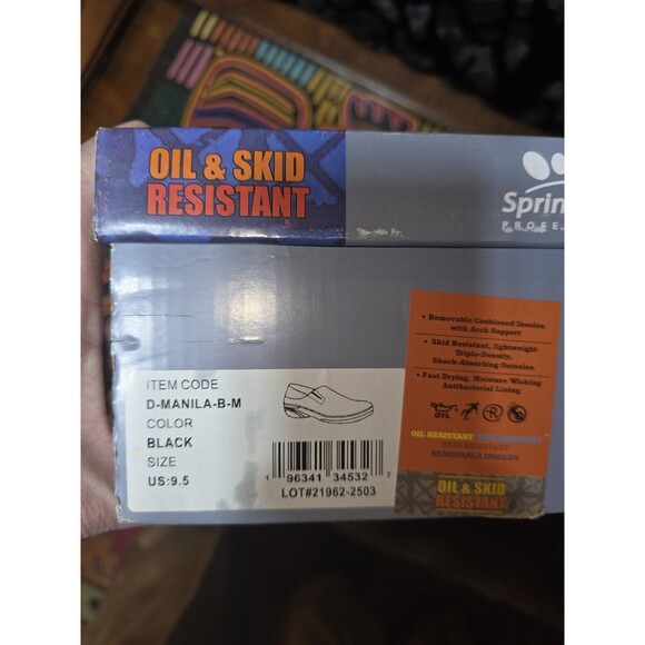 Spring Step Manila Work Clog Men 9.5 NIB — Black, Slip‑Resistant main image 4